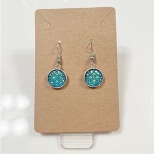 Elegant Silver and Teal Dangle Earrings